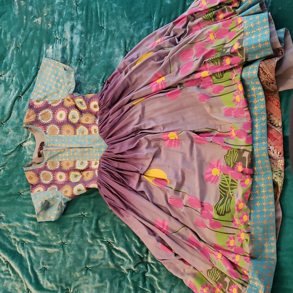 Fish Fry for Anthropologie gilded floral dress